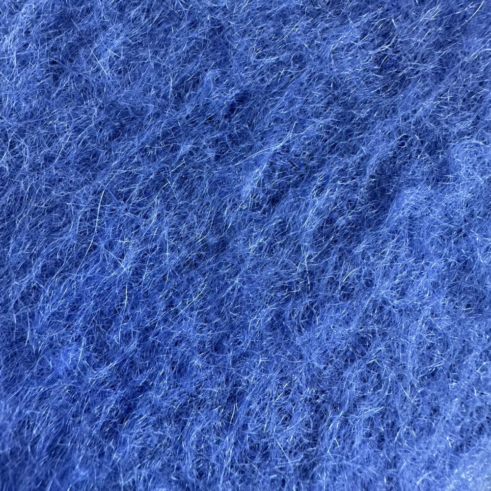 Vintage Mohair Coat Blue Oversized Fuzzy Wool Blend Statement Jacket 80s USA 14 - Picture 5 of 17